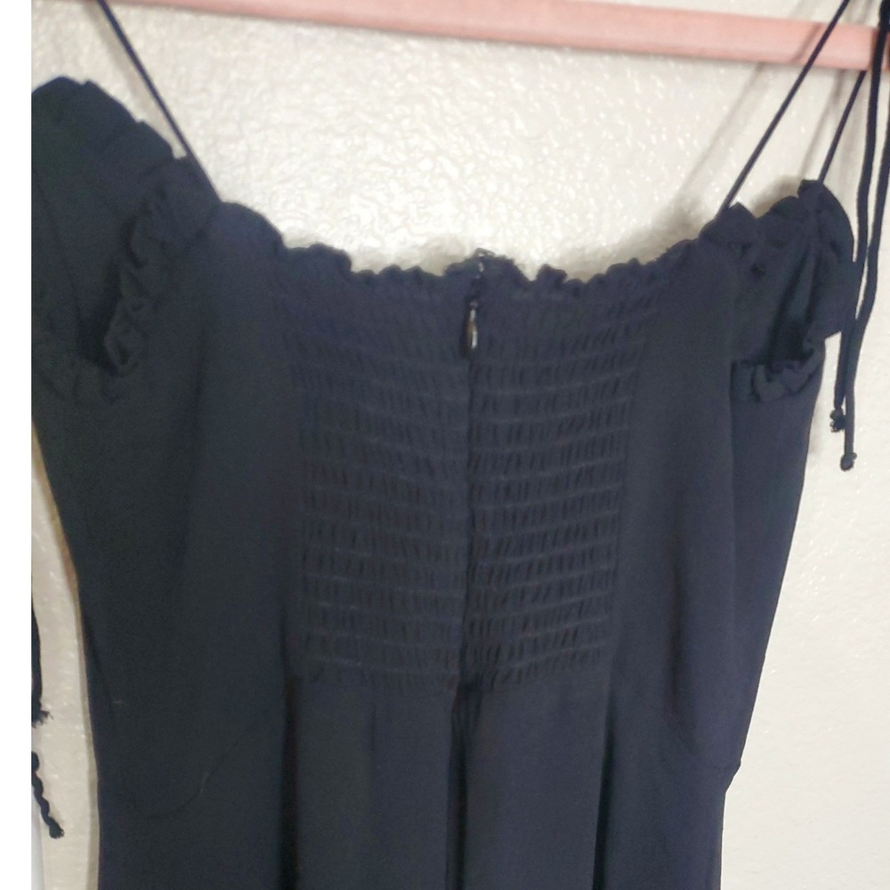Reformation Ronan Midi Dress Black Lace Trim Smocked Back Size 2 - Picture 9 of 14